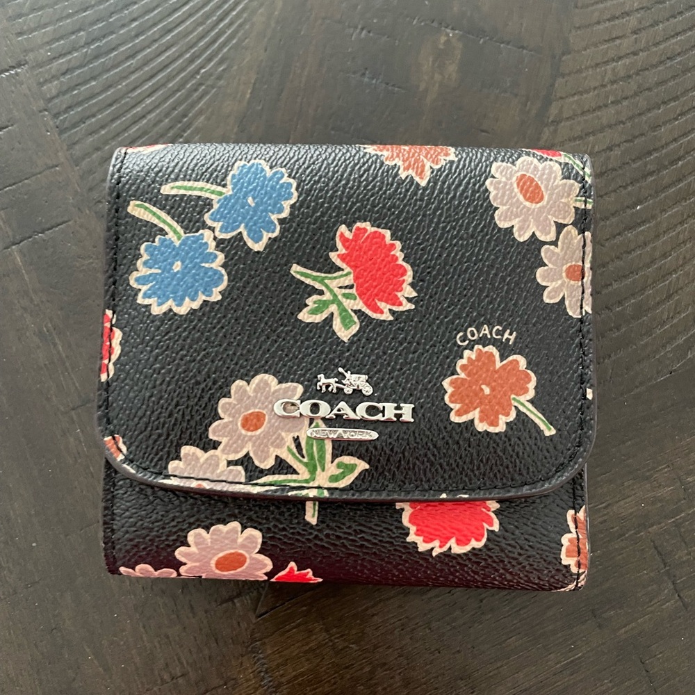 Coach floral trifold wallet